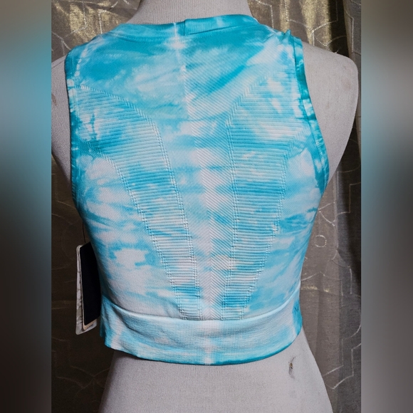 NUX One By One Crop Top Compression Sports Bra Blue Plunge XS NWT - Picture 2 of 6